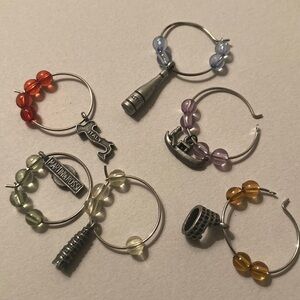 Wine glass markers - Italy theme, set of 6 with colored beads